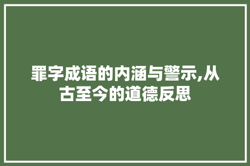 罪字成语的内涵与警示,从古至今的道德反思
