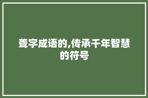 聋字成语的,传承千年智慧的符号