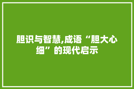 胆识与智慧,成语“胆大心细”的现代启示