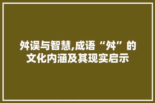 舛误与智慧,成语“舛”的文化内涵及其现实启示