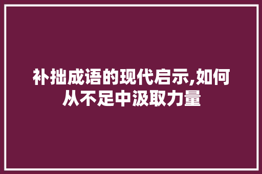 补拙成语的现代启示,如何从不足中汲取力量