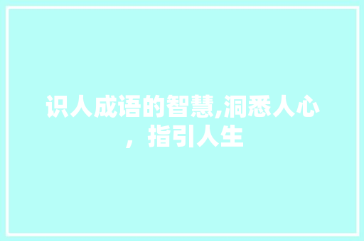 识人成语的智慧,洞悉人心，指引人生