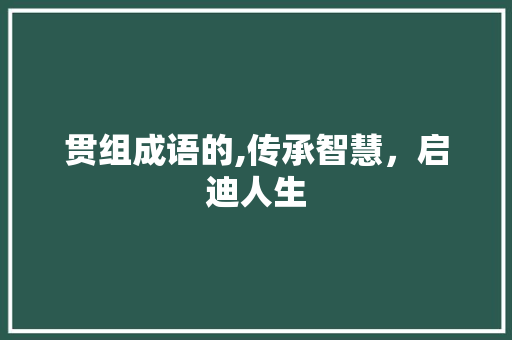贯组成语的,传承智慧，启迪人生