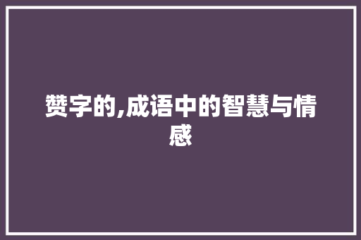 赞字的,成语中的智慧与情感
