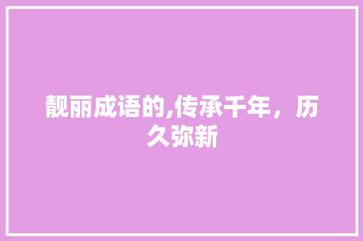 靓丽成语的,传承千年，历久弥新