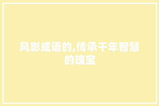 风影成语的,传承千年智慧的瑰宝