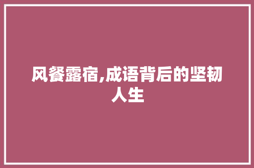 风餐露宿,成语背后的坚韧人生
