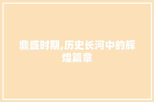 鼎盛时期,历史长河中的辉煌篇章