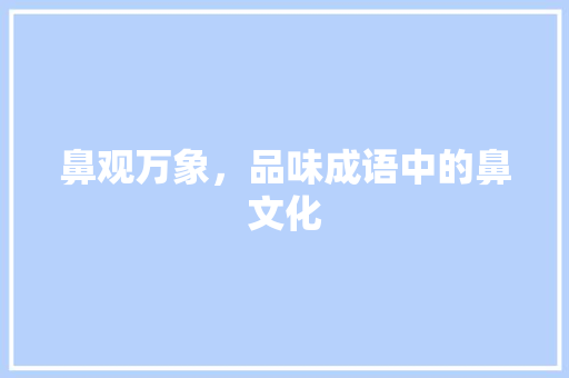 鼻观万象，品味成语中的鼻文化