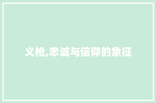 义枪,忠诚与信仰的象征