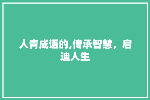 人青成语的,传承智慧，启迪人生 工作总结