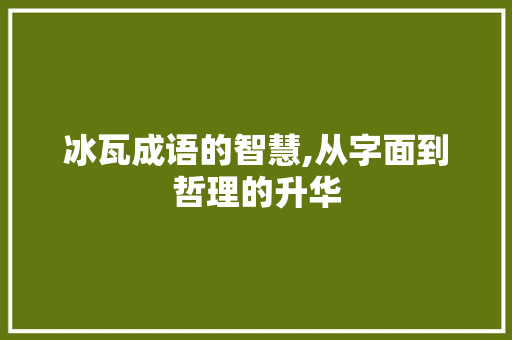 冰瓦成语的智慧,从字面到哲理的升华