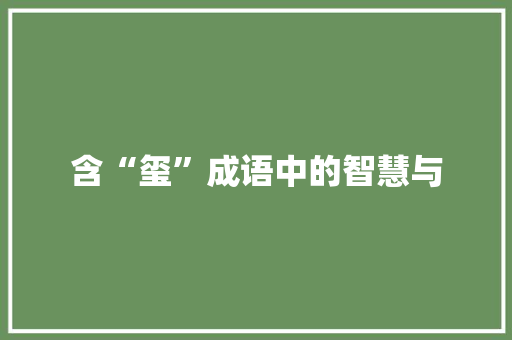 含“玺”成语中的智慧与