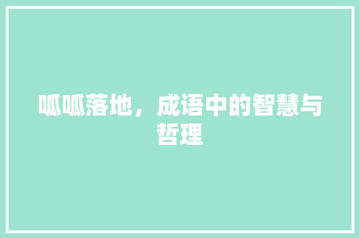 呱呱落地，成语中的智慧与哲理