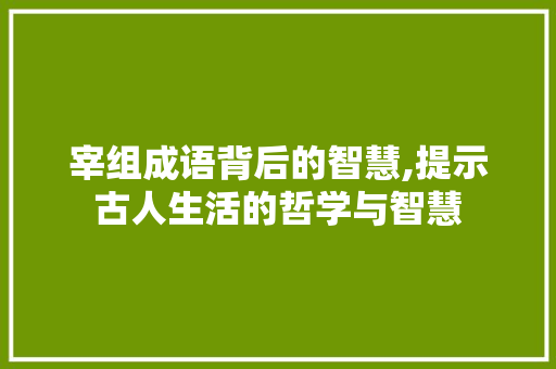宰组成语背后的智慧,提示古人生活的哲学与智慧