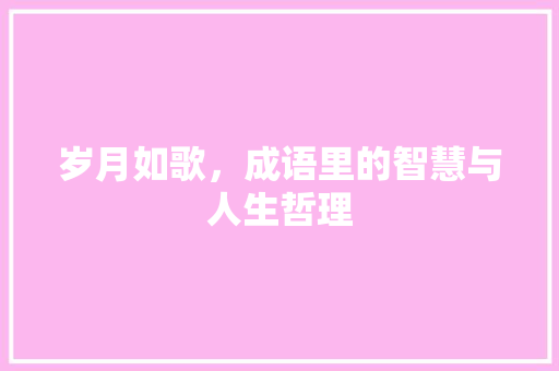 岁月如歌，成语里的智慧与人生哲理