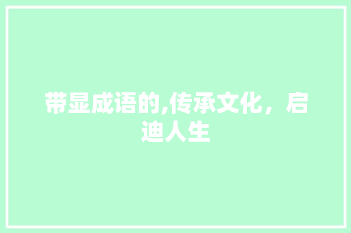 带显成语的,传承文化，启迪人生