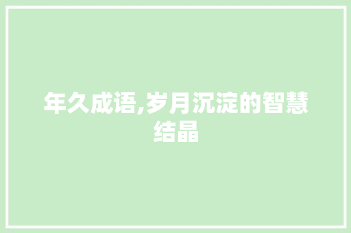 年久成语,岁月沉淀的智慧结晶