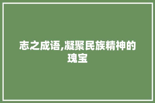 志之成语,凝聚民族精神的瑰宝
