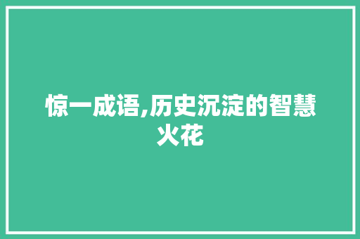 惊一成语,历史沉淀的智慧火花
