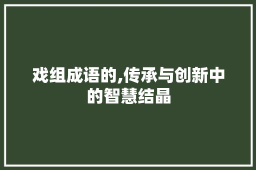 戏组成语的,传承与创新中的智慧结晶