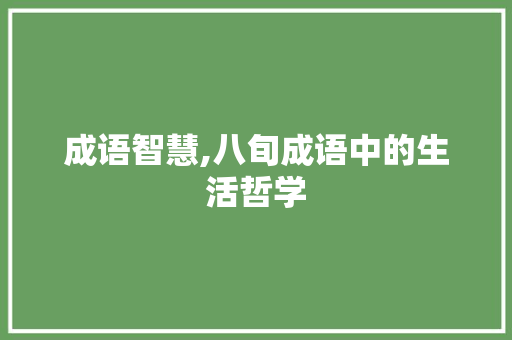 成语智慧,八旬成语中的生活哲学