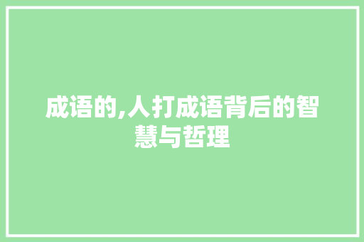 成语的,人打成语背后的智慧与哲理 工作总结