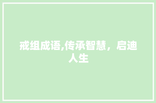 戒组成语,传承智慧，启迪人生