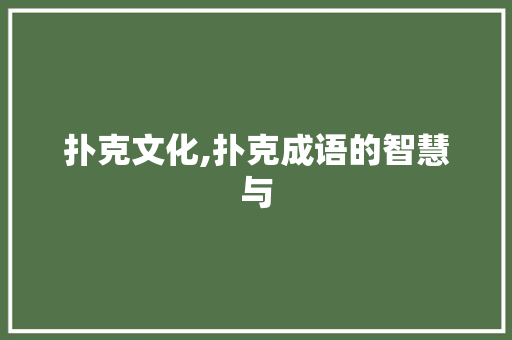 扑克文化,扑克成语的智慧与