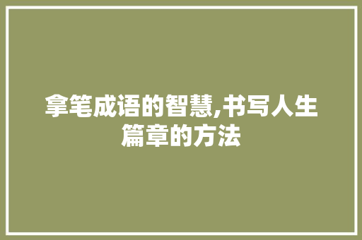 拿笔成语的智慧,书写人生篇章的方法