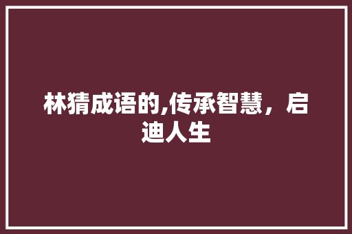 林猜成语的,传承智慧，启迪人生