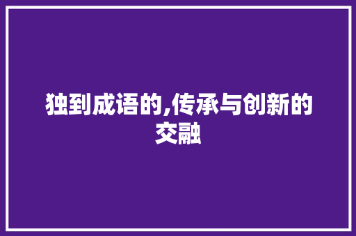 独到成语的,传承与创新的交融