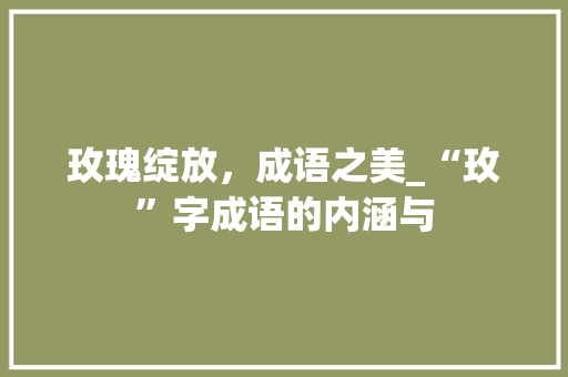 玫瑰绽放，成语之美_“玫”字成语的内涵与