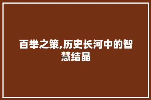 百举之策,历史长河中的智慧结晶