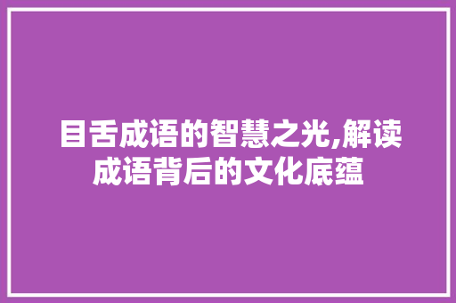 目舌成语的智慧之光,解读成语背后的文化底蕴