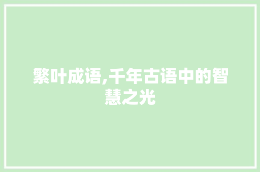 繁叶成语,千年古语中的智慧之光
