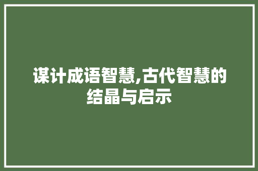 谋计成语智慧,古代智慧的结晶与启示
