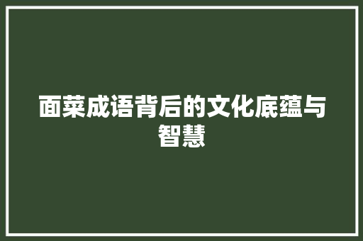 面菜成语背后的文化底蕴与智慧