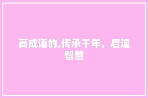 高成语的,传承千年，启迪智慧