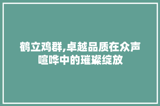 鹤立鸡群,卓越品质在众声喧哗中的璀璨绽放