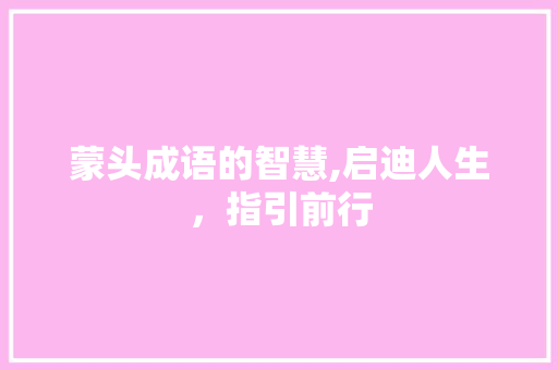蒙头成语的智慧,启迪人生，指引前行