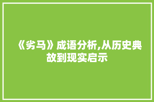 《劣马》成语分析,从历史典故到现实启示