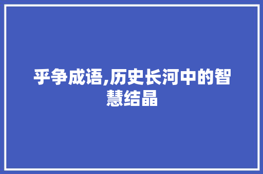乎争成语,历史长河中的智慧结晶