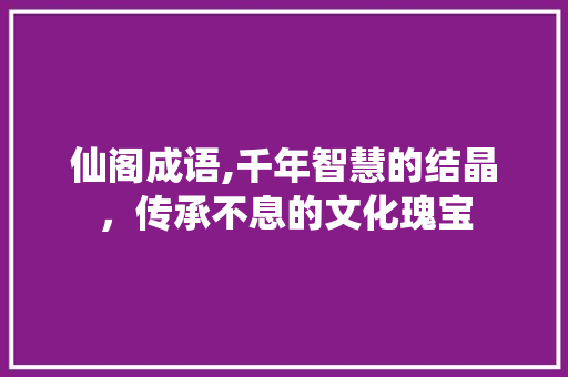 仙阁成语,千年智慧的结晶，传承不息的文化瑰宝
