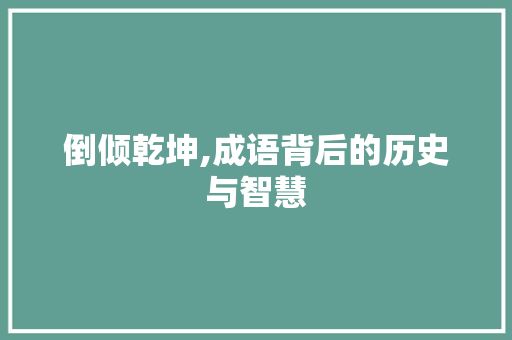 倒倾乾坤,成语背后的历史与智慧