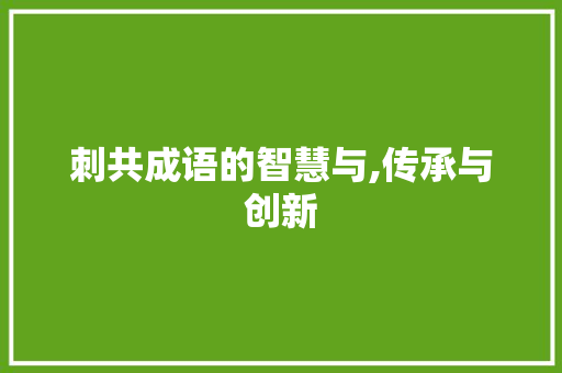 刺共成语的智慧与,传承与创新
