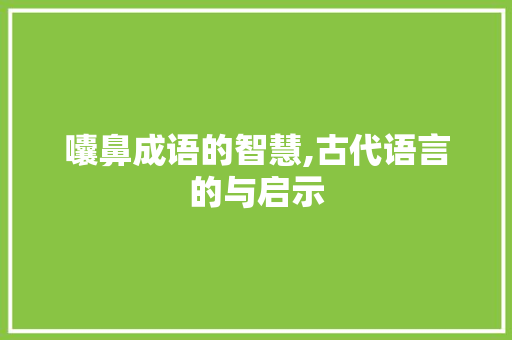 囔鼻成语的智慧,古代语言的与启示