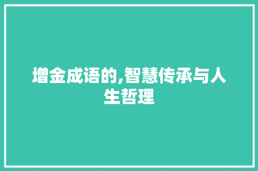 增金成语的,智慧传承与人生哲理