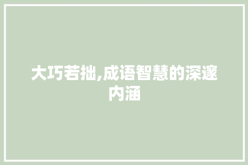 大巧若拙,成语智慧的深邃内涵