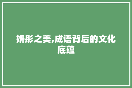 妍彤之美,成语背后的文化底蕴
